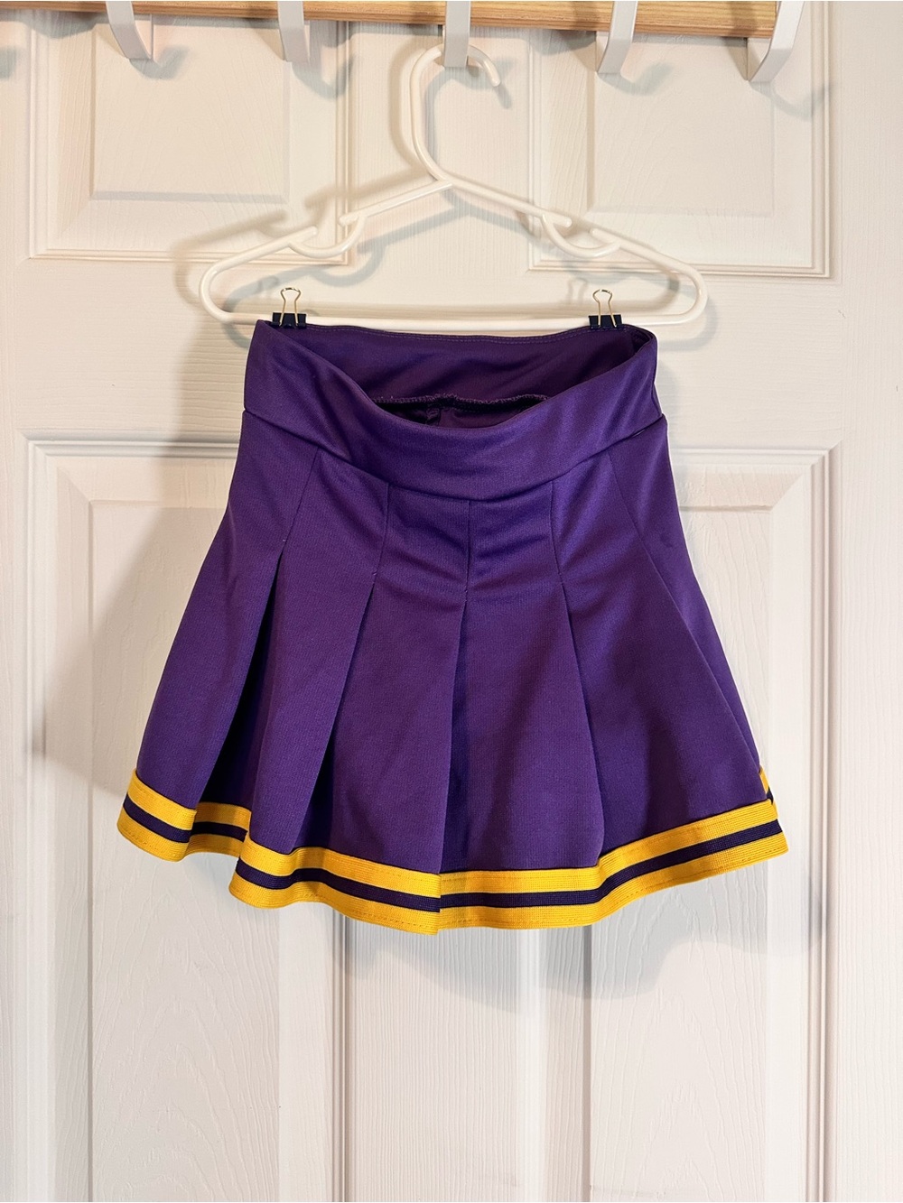 Girls' Purple Pleated Skirt with Gold Accent